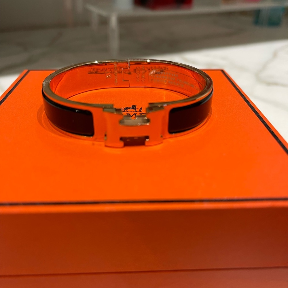 Hermes Black and Gold Women's Bracelet PM smaller size